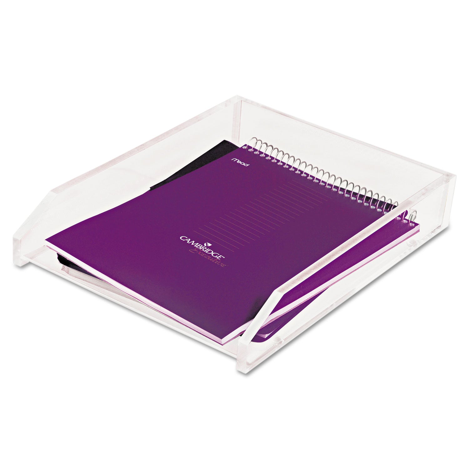 Clear Acrylic Letter Tray, 1 Section, Letter Size Files, 10.5" x 13.75" x 2.5", Clear - 