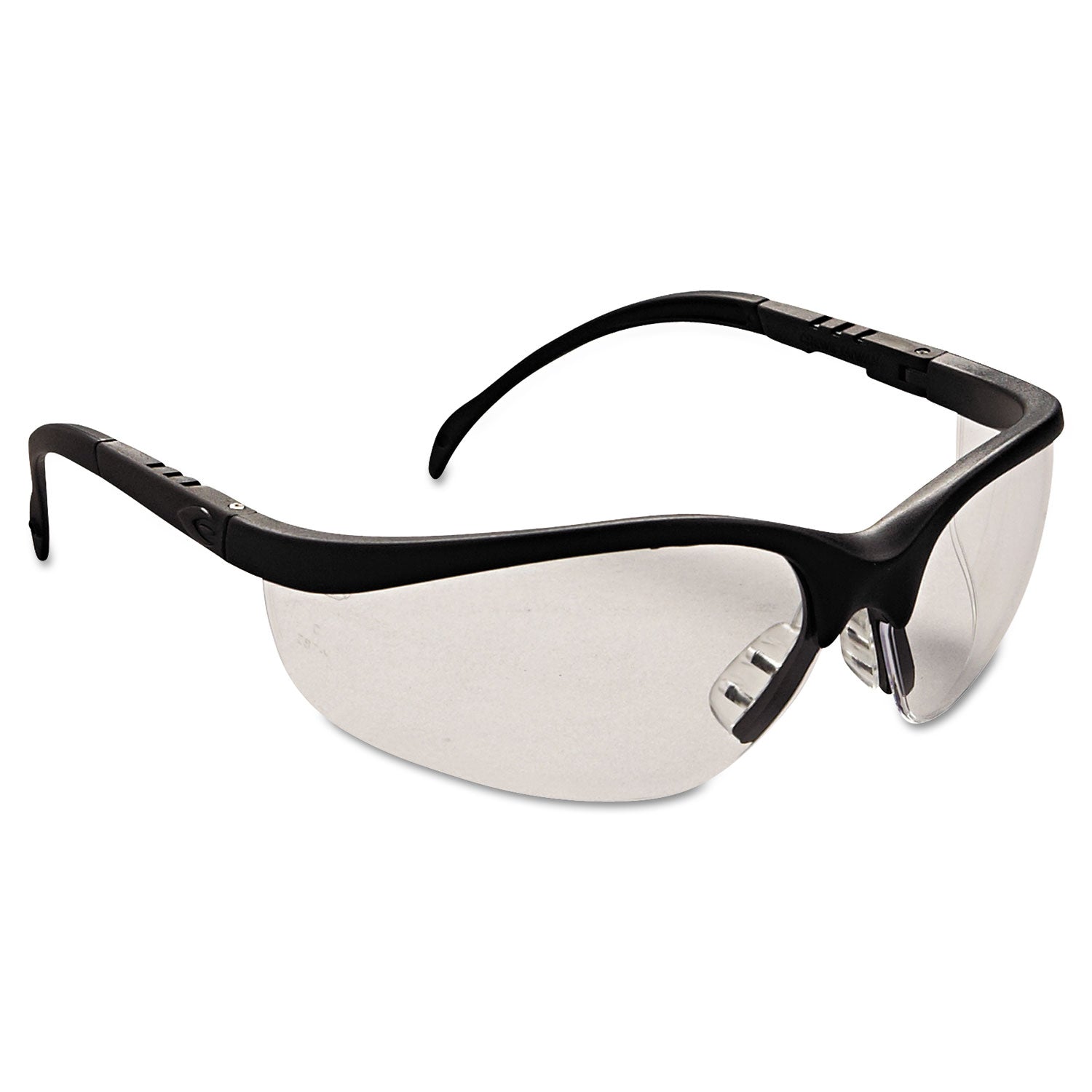 Blackjack Wraparound Safety Glasses, Chrome Plastic Frame, Clear Lens, 12/Box