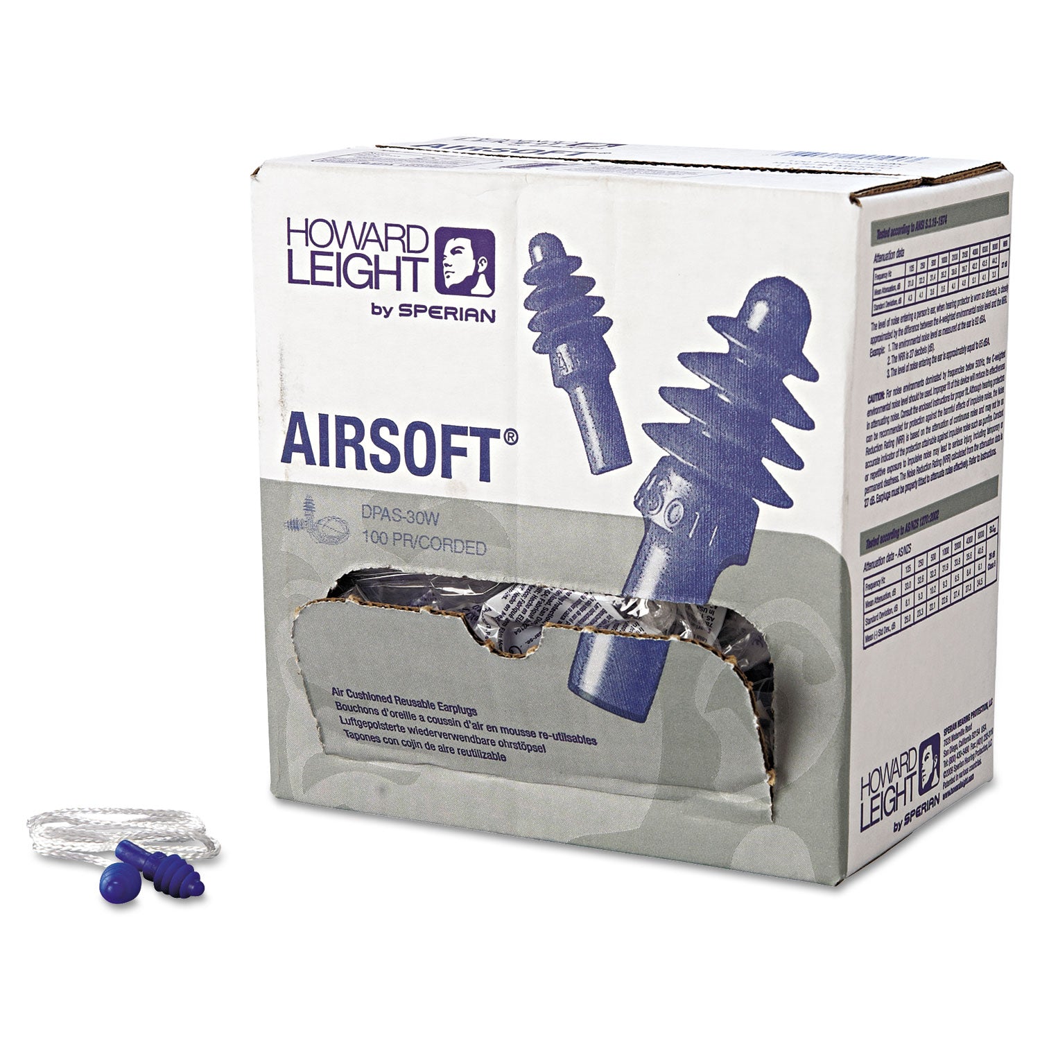 dpas-30w-airsoft-multiple-use-earplugs-27nrr-white-nylon-cord-be-100-pairs_howdpas30w - 2