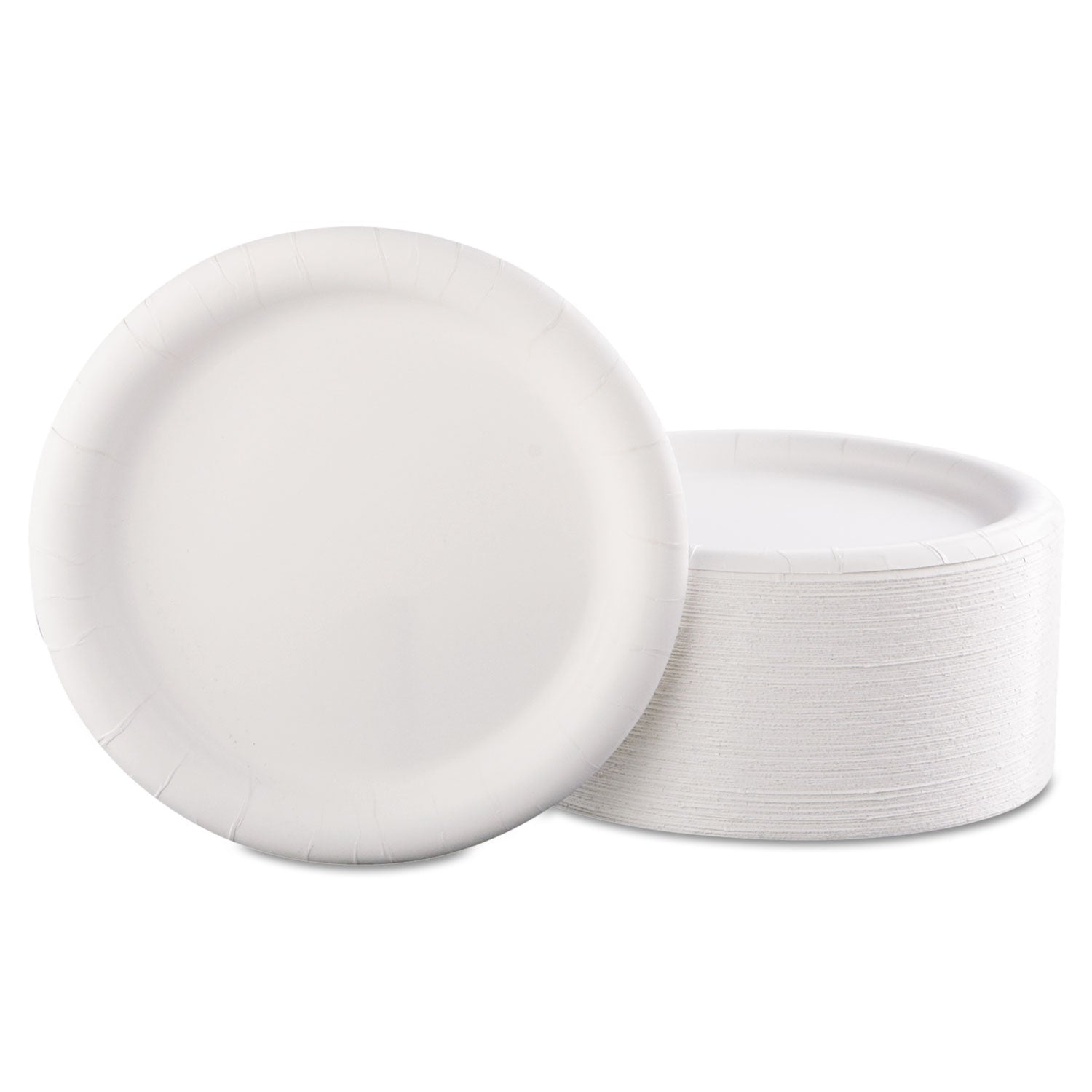 Premium Coated Paper Plates, 9" dia, White, 125/Pack, 4 Packs/Carton - 