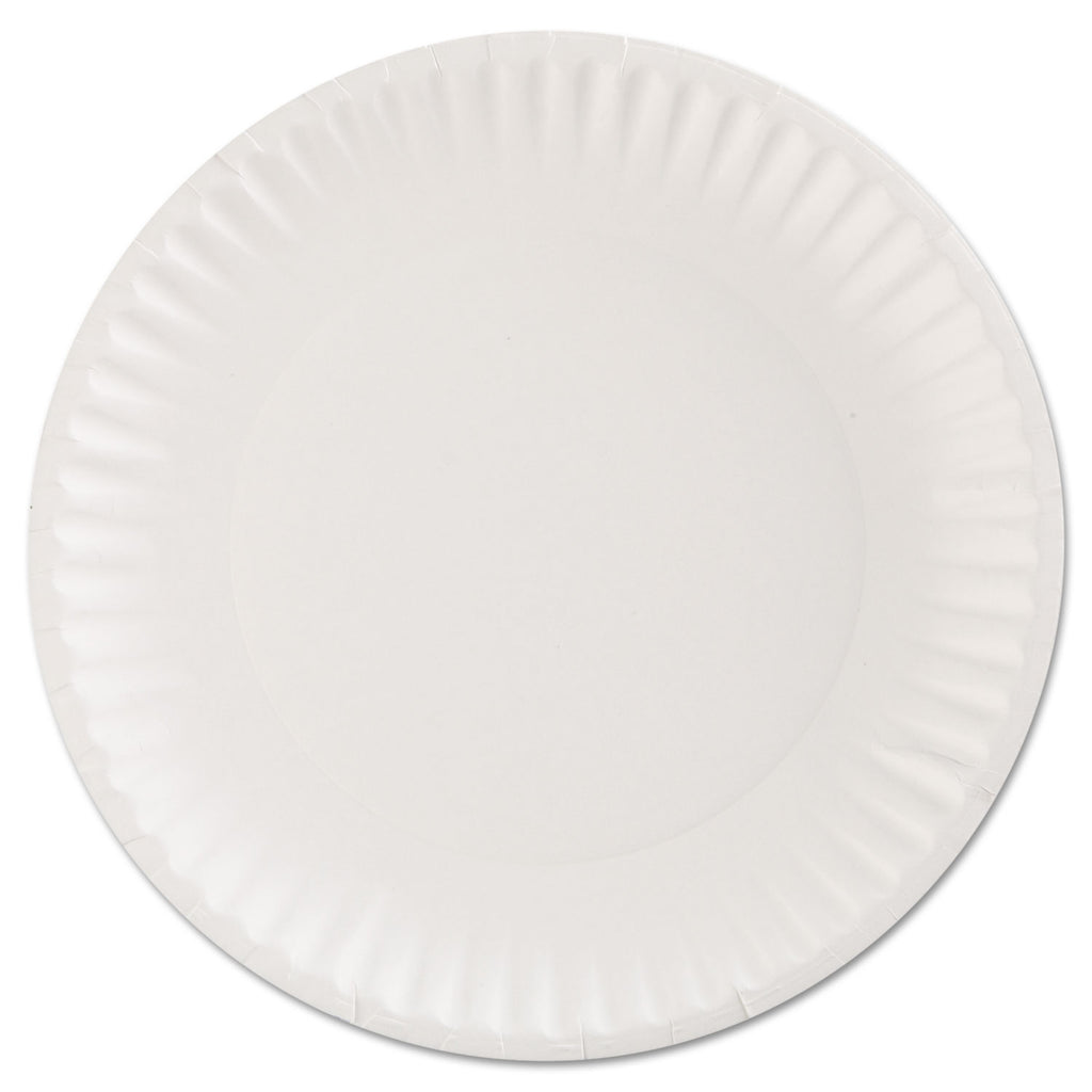 White Paper Plates, 9" dia, 100/Pack