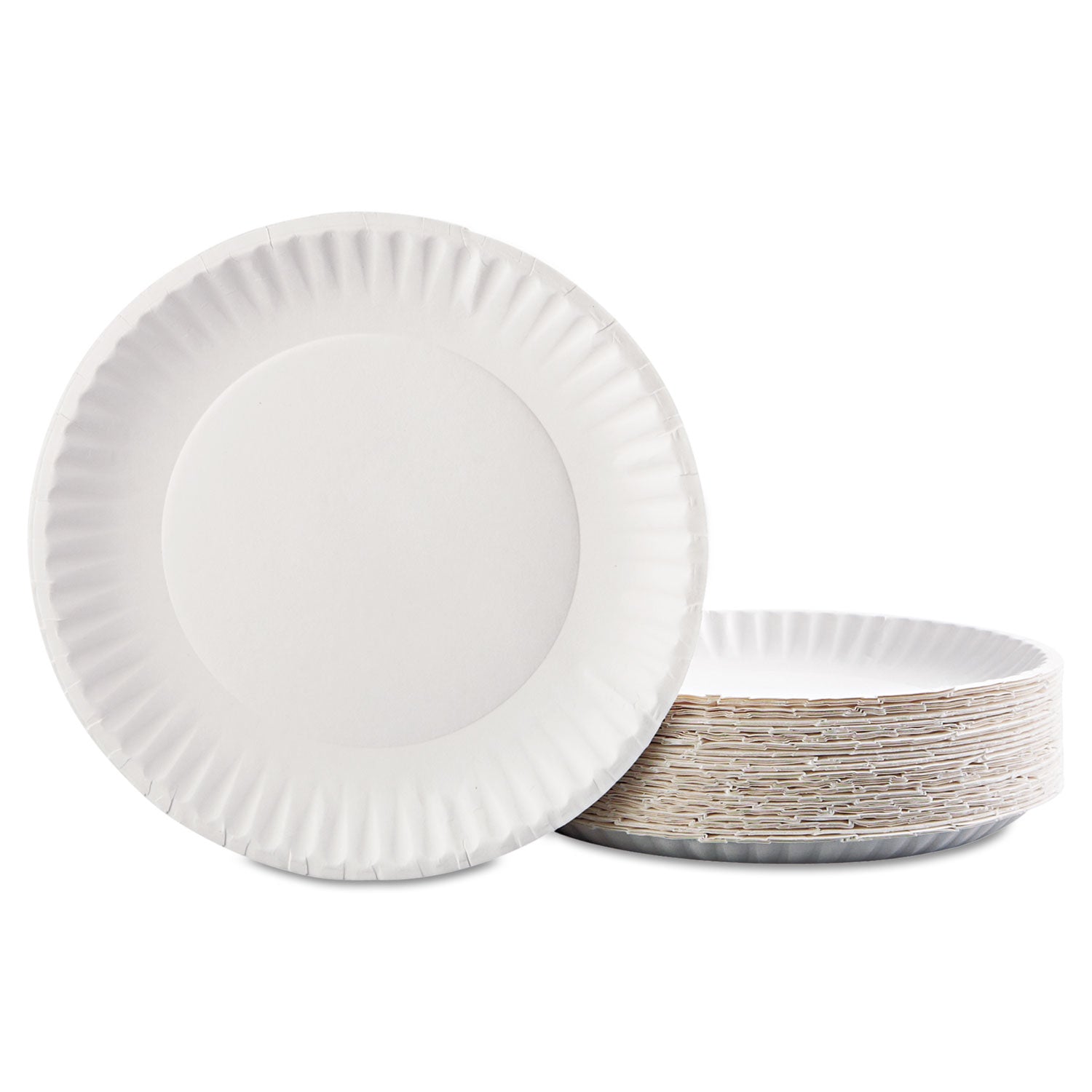 Paper Plates, 9" dia, White, 100/Pack, 12 Packs/Carton - 