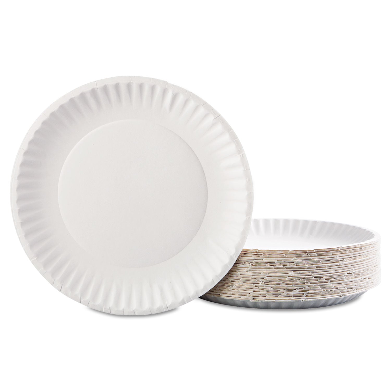 Paper Plates, 9" dia, White, 100/Pack, 12 Packs/Carton