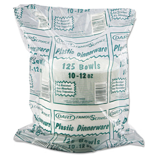 Famous Service Plastic Dinnerware, Bowl, 12 oz, White, 125/Pack, 8 Packs/Carton - 