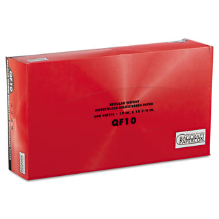 QF10 Interfolded Dry Wax Deli Paper, 10 x 10.25, White, 500/Box, 12 Boxes/Carton