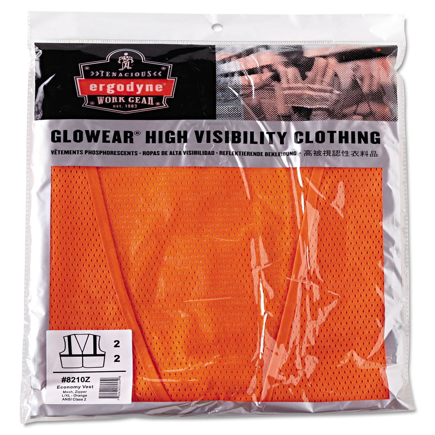 glowear-8210z-class-2-economy-vest-polyester-mesh-zipper-closure-large-to-x-large-orange_ego21045 - 2