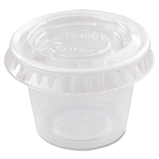 Portion/Souffle Cup Lids, Fits 0.5 oz to 1 oz Cups, PET, Clear, 125 Pack, 20 Packs/Carton