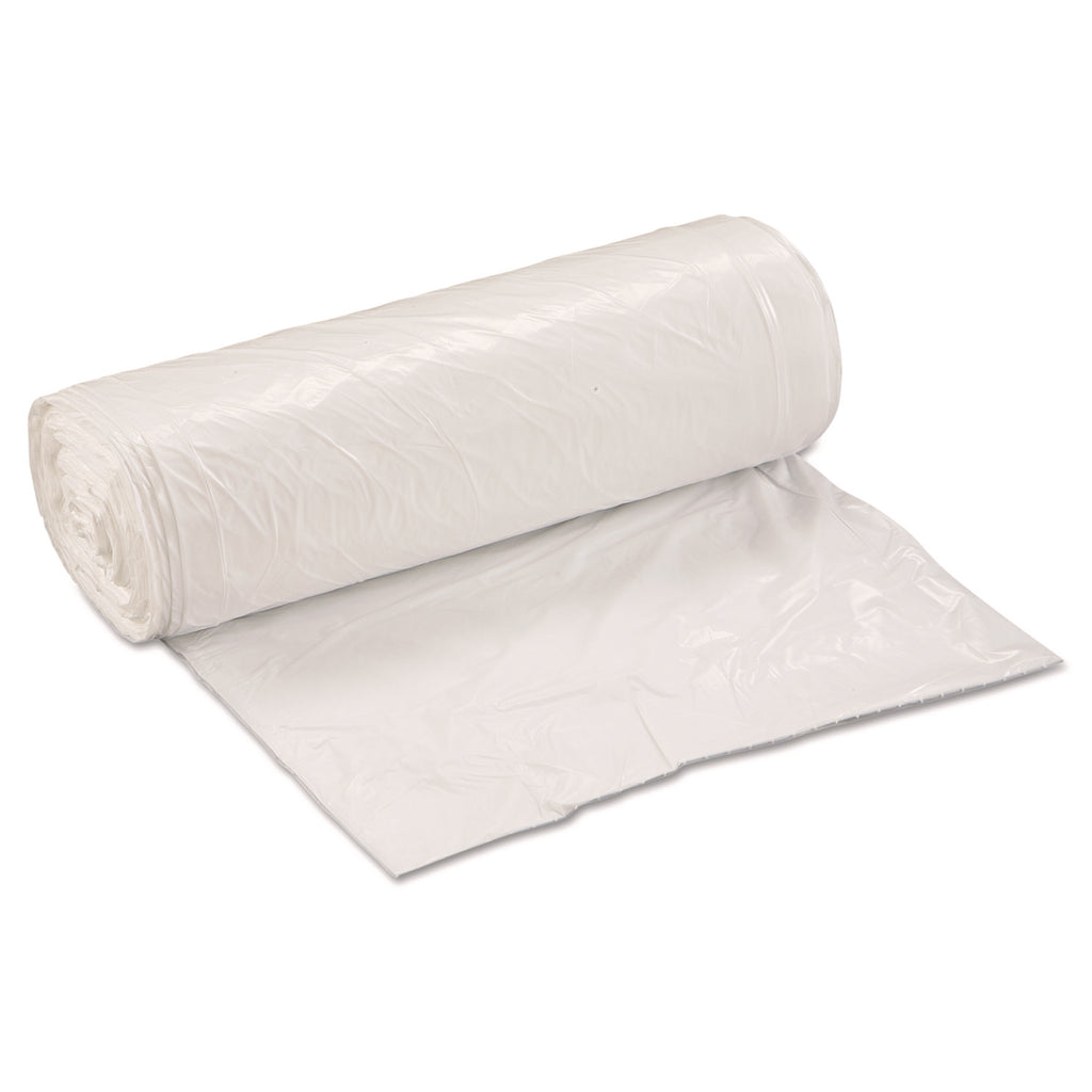 Low-Density Commercial Can Liners, Coreless Interleaved Roll, 30 gal, 0.8 mil, 30" x 36", White, 25 Bags/Roll, 8 Rolls/Carton