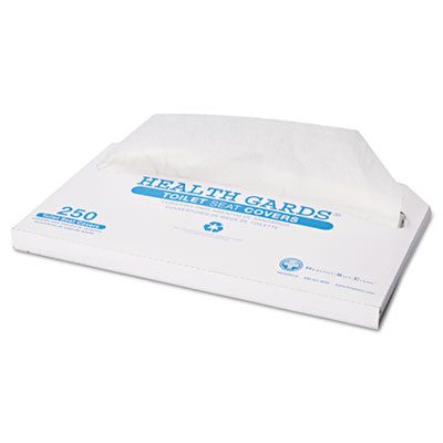 Health Gards Toilet Seat Covers, Half-Fold, 14.25 x 16.5, White, 250/Pack, 10 Boxes/Carton - 