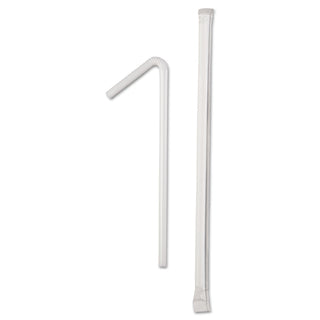 Wrapped Flex Straws, 7.75", Polypropylene, White, 10,000/Carton - 