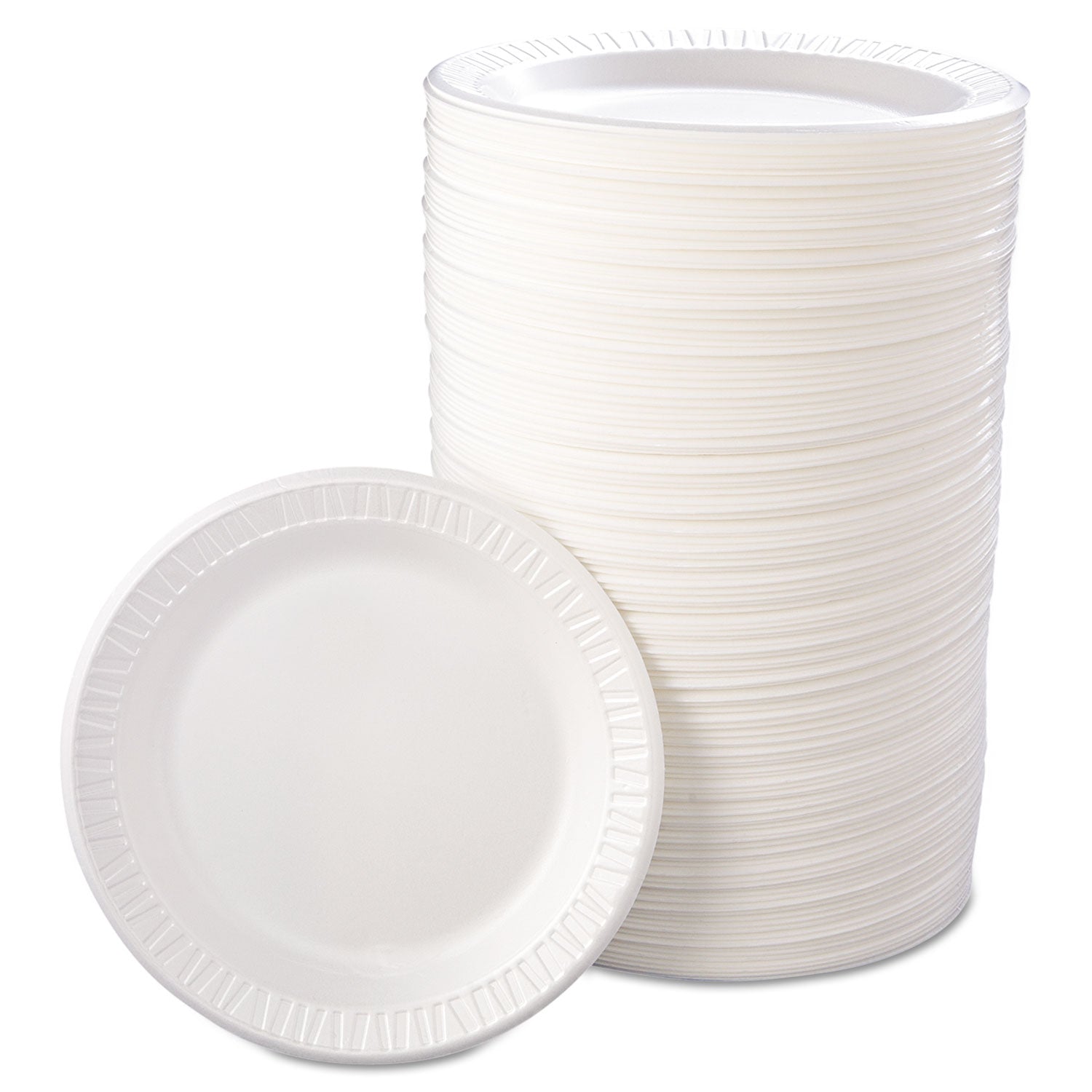 Quiet Classic Laminated Foam Dinnerware, Plate, 9" dia, White, 125/Pack, 4 Packs/Carton - 
