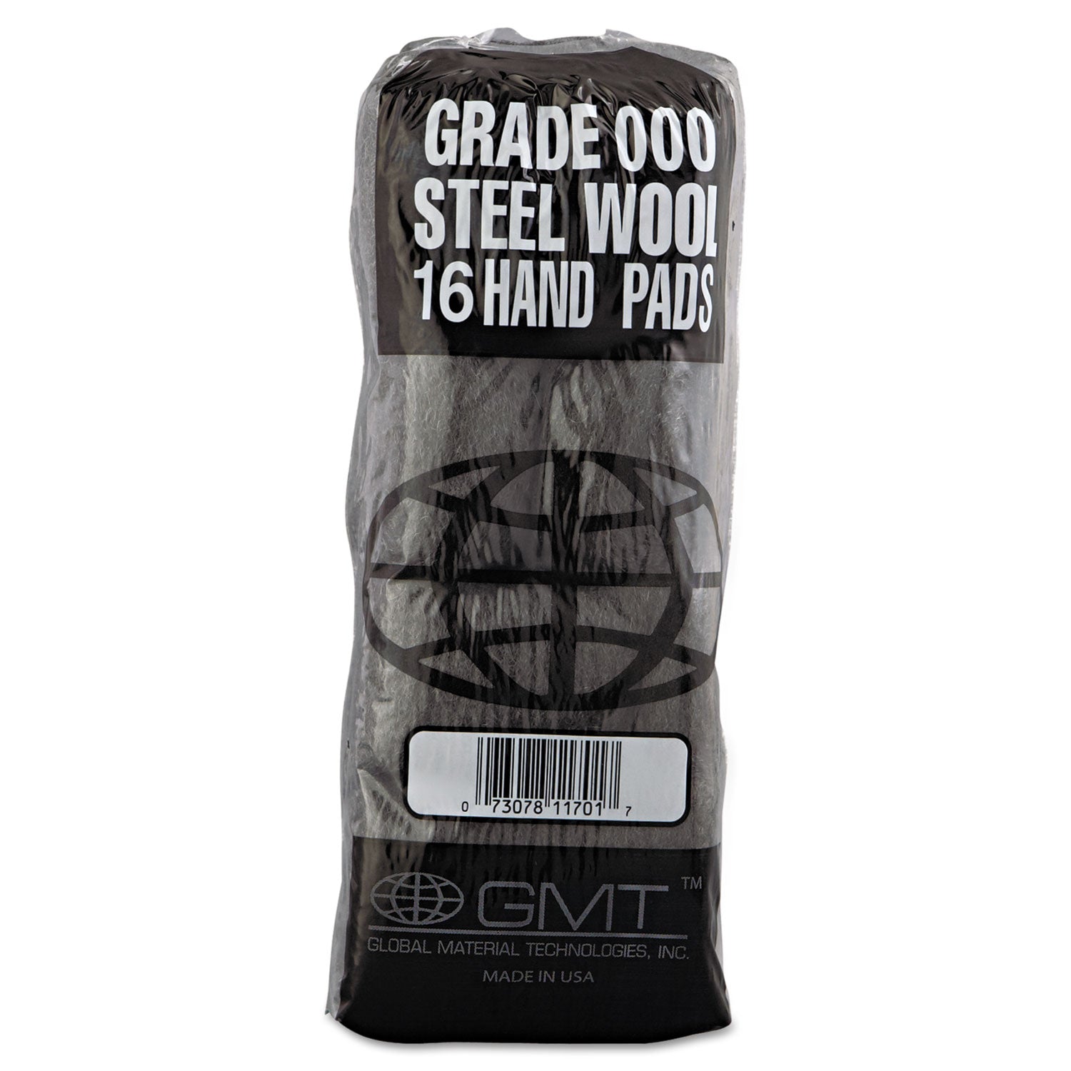 Industrial-Quality Steel Wool Hand Pads, #000 Extra Fine, Steel Gray, 16 Pads/Sleeve, 12 Sleeves/Carton - 