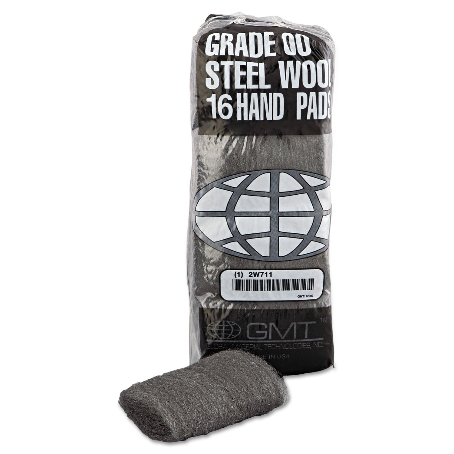 Industrial-Quality Steel Wool Hand Pads, #00 Very Fine, Steel Gray, 16 Pads/Sleeve, 12/Sleeves/Carton - 