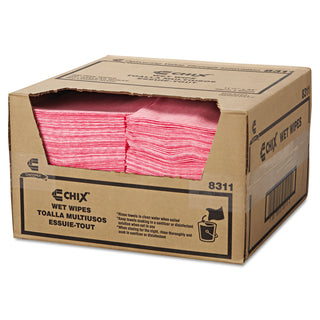 Wet Wipes, 11.5 x 24, White/Pink, 200/Carton