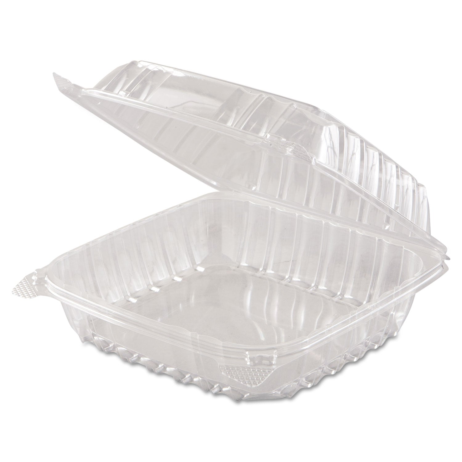 ClearSeal Hinged-Lid Plastic Containers, 8.3 x 8.3 x 3, Clear, Plastic, 250/Carton - 