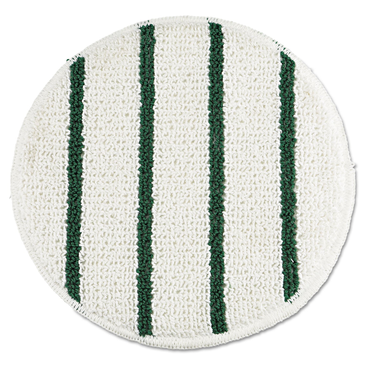Low Profile Scrub-Strip Carpet Bonnet, 19" Diameter, White/Green, 5/Carton - 