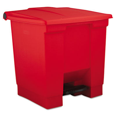 indoor-utility-step-on-waste-container-square-plastic-8gal-red_rcp6143red - 1