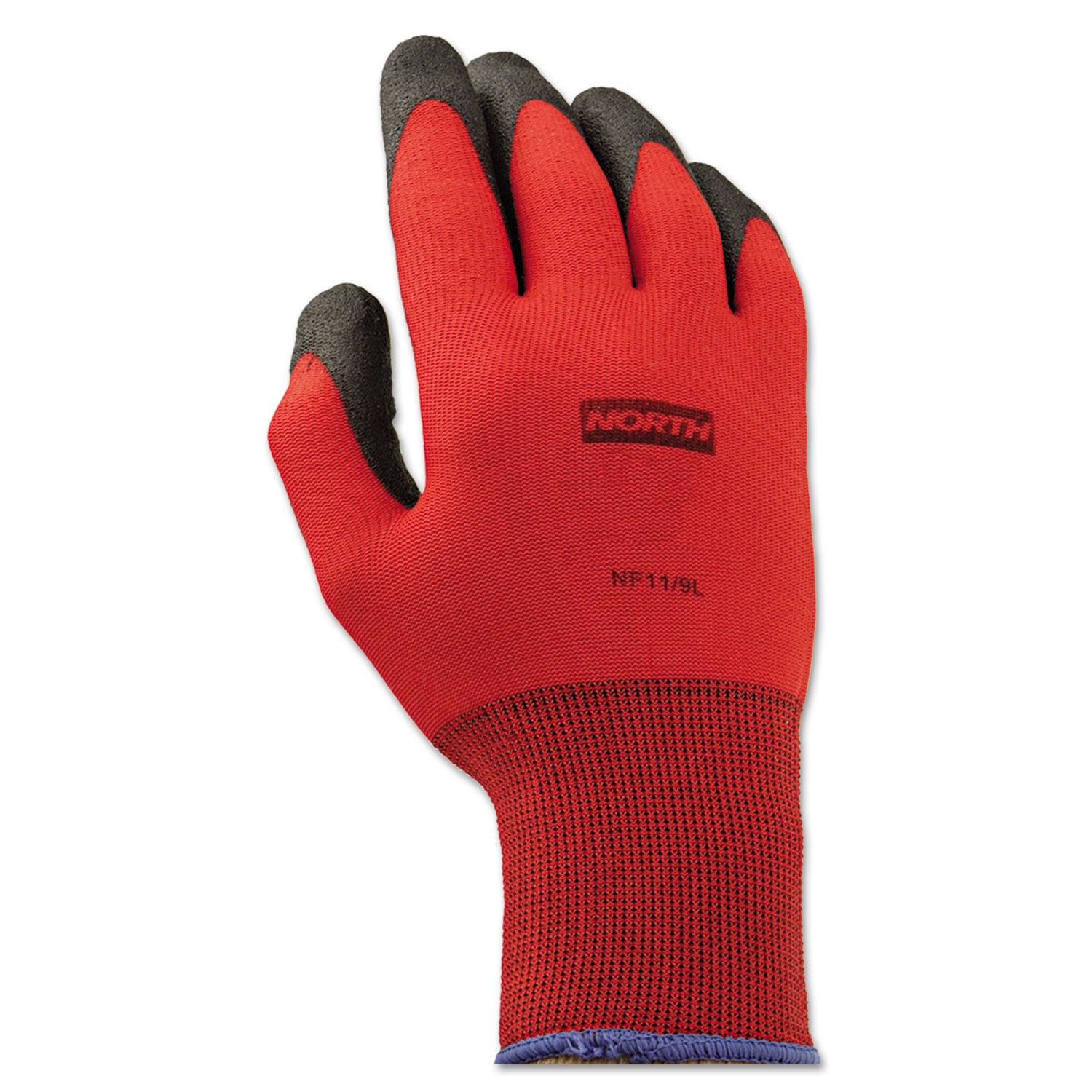 NorthFlex Red Foamed PVC Gloves, Red/Black, Size 9/Large, 12 Pairs - 