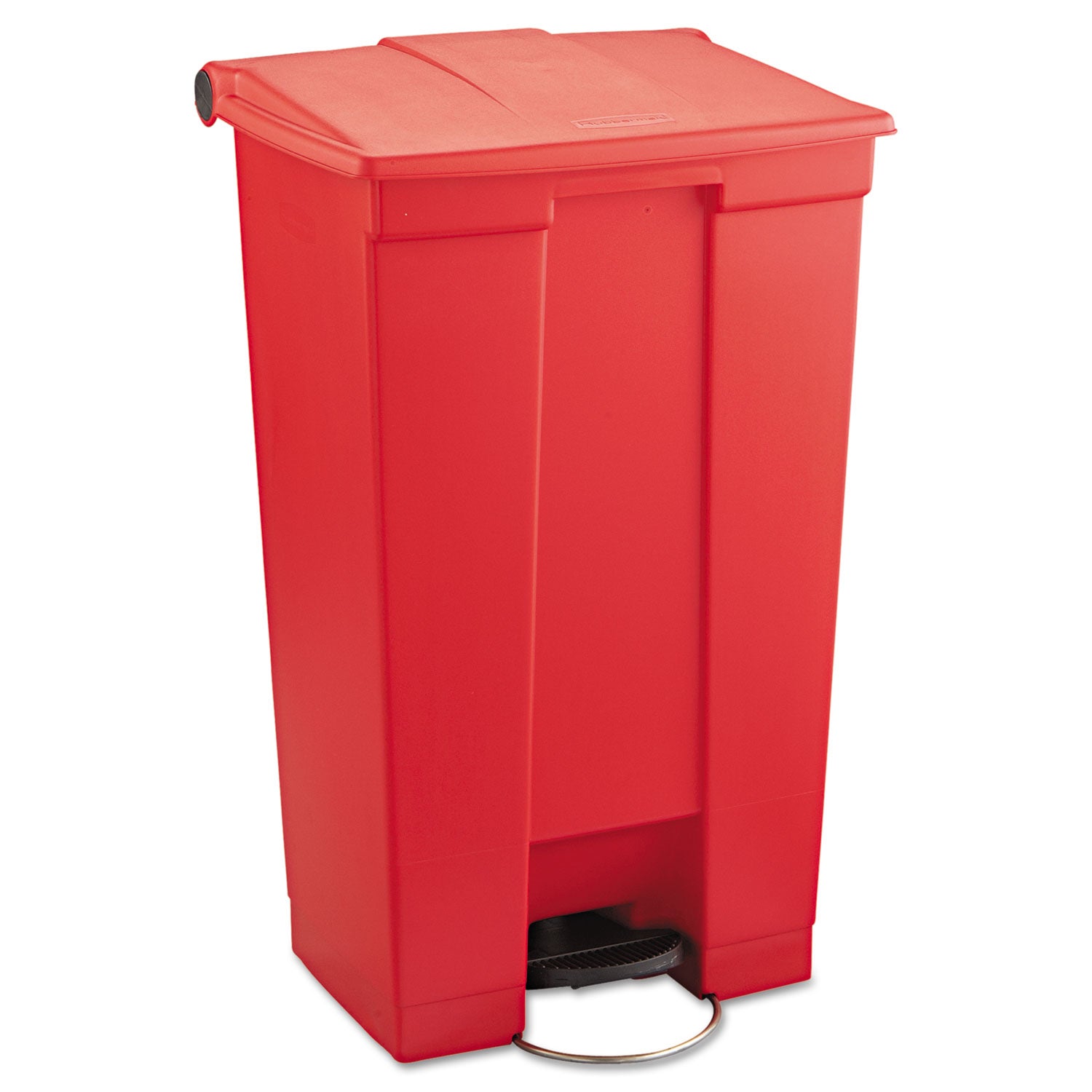 Indoor Utility Step-On Waste Container, Rectangular, Plastic, 23gal, Red - 1