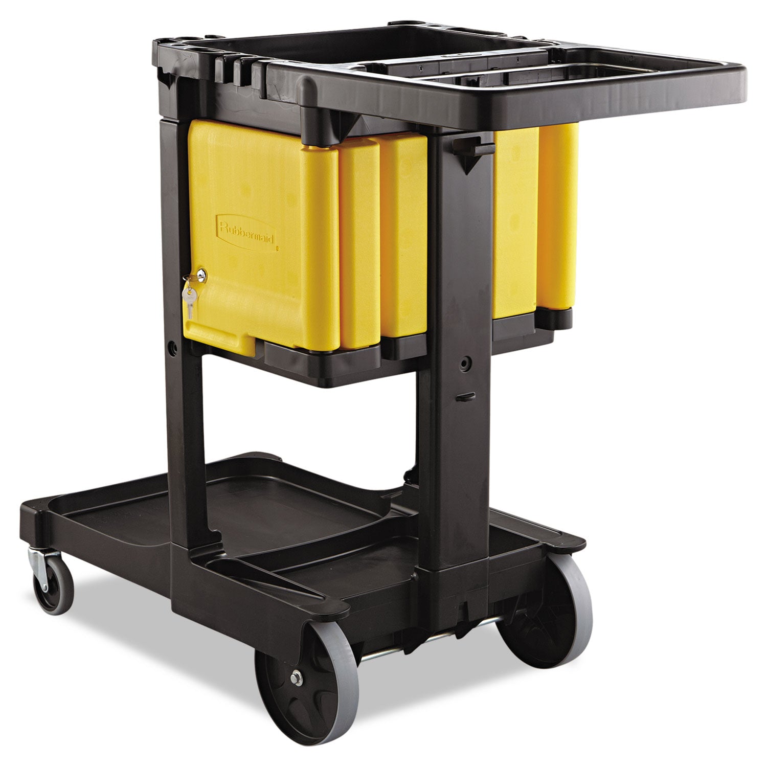 Locking Cabinet, For Rubbermaid Commercial Cleaning Carts, Yellow - 3