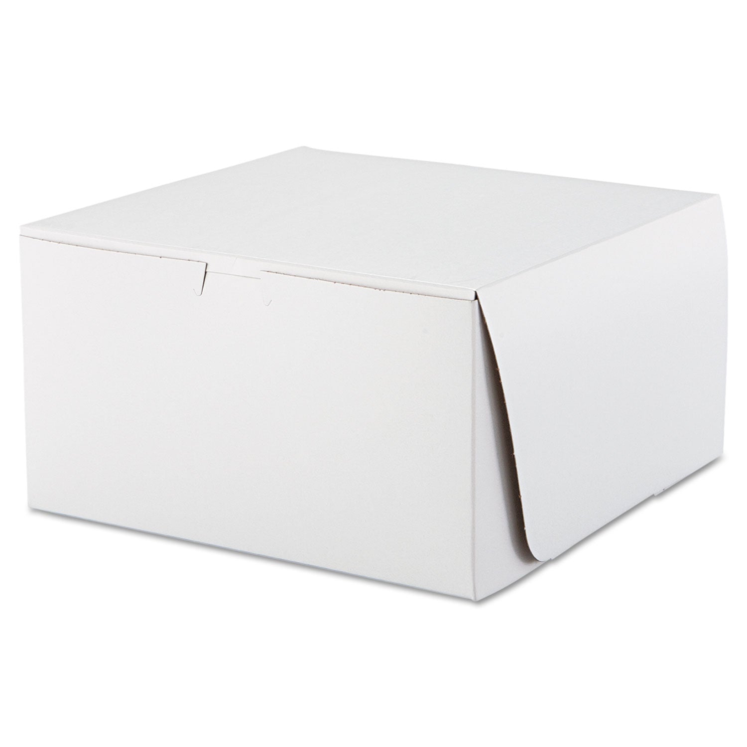 White One-Piece Non-Window Bakery Boxes, 10 x 10 x 5.5, White, Paper, 100/Carton - 
