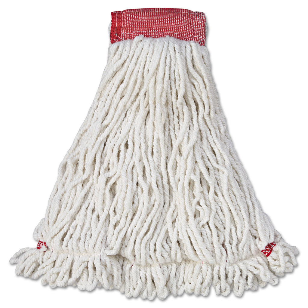 Web Foot Wet Mop Head, Shrinkless, Cotton/Synthetic, White, Large, 6/Carton