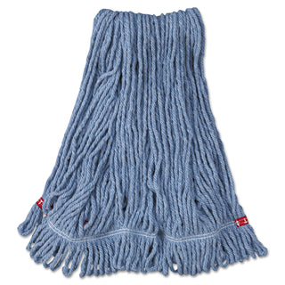 Rubbermaid Commercial 1" Headband Web Foot Wet Mop - Shrinkless, Chemical Resistant, Durable - Cotton, Yarn, Synthetic, PVC - Blue - 6 / Carton