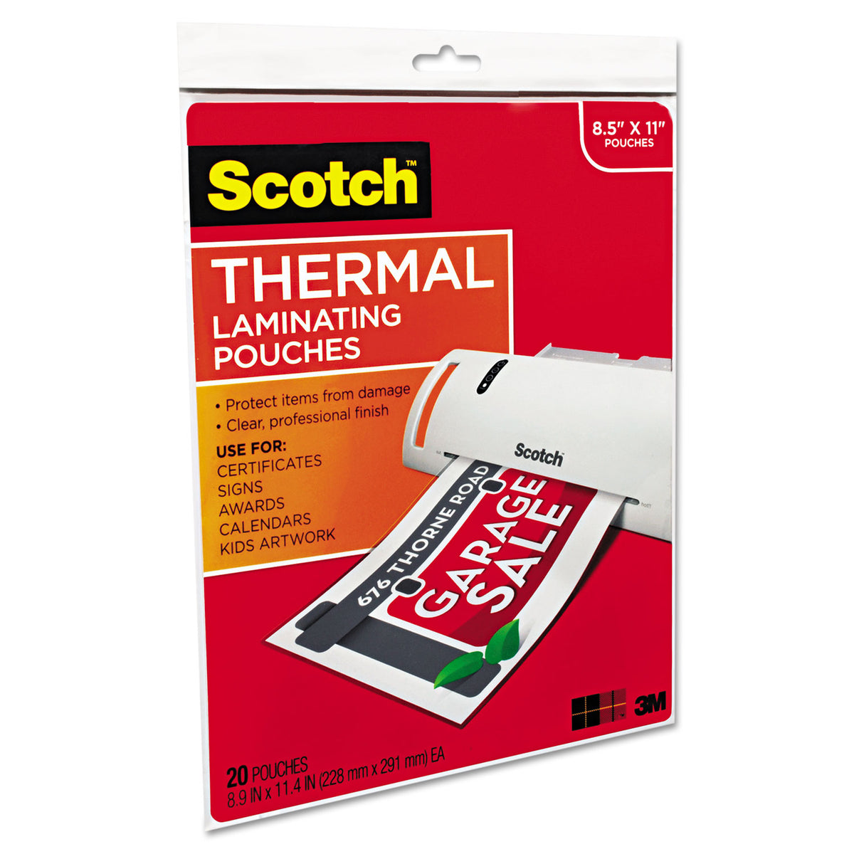 Laminating Pouches, 3 mil, 9" x 11.5", Gloss Clear, 20/Pack