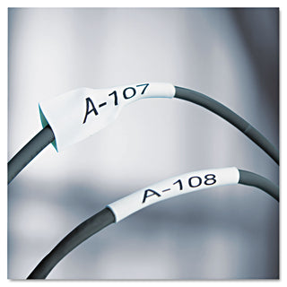 Rhino Heat Shrink Tubes Industrial Label Tape, 0.25" x 5 ft, White/Black Print