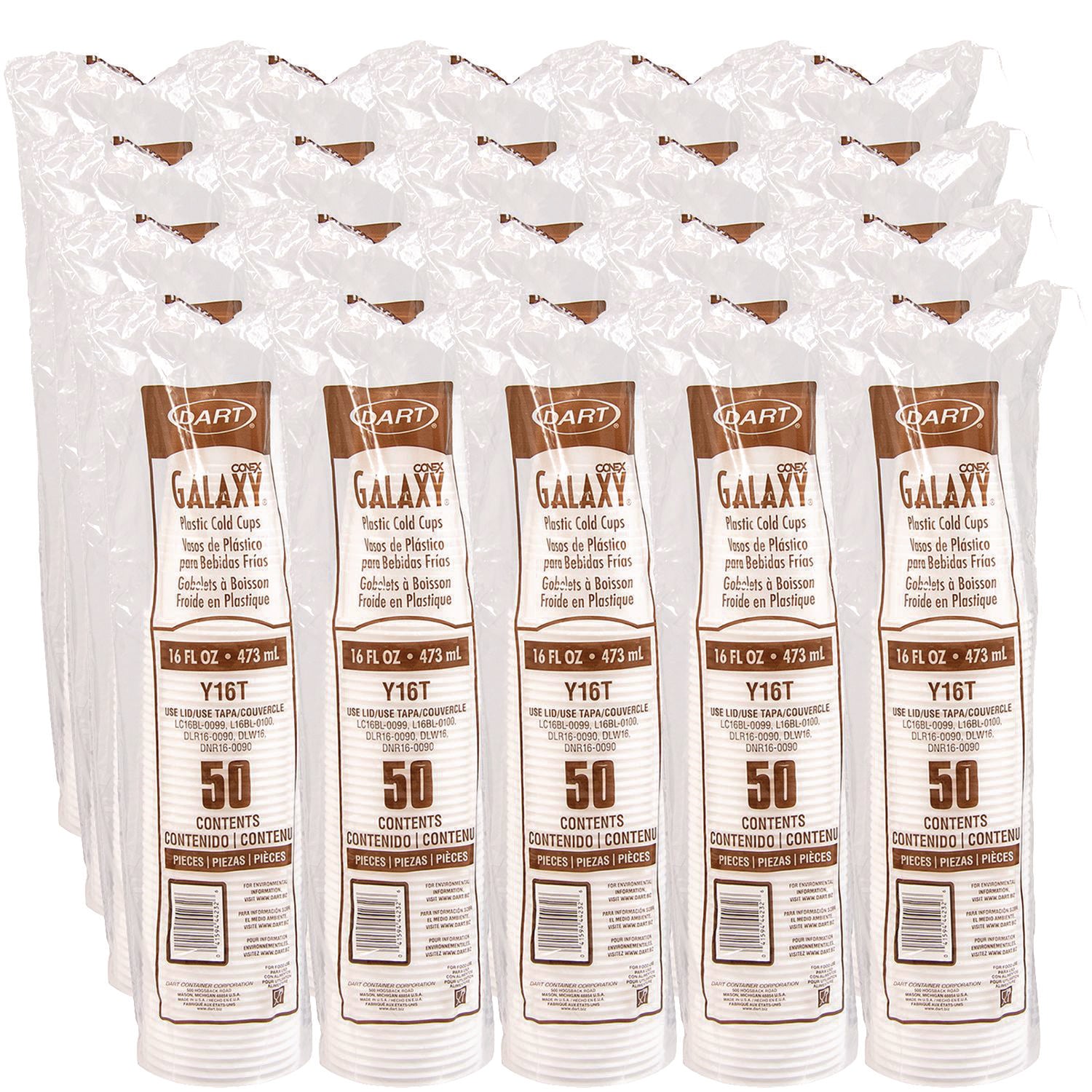 High-Impact Polystyrene Cold Cups, 16 oz, Translucent, 50 Cups/Sleeve, 20 Sleeves/Carton