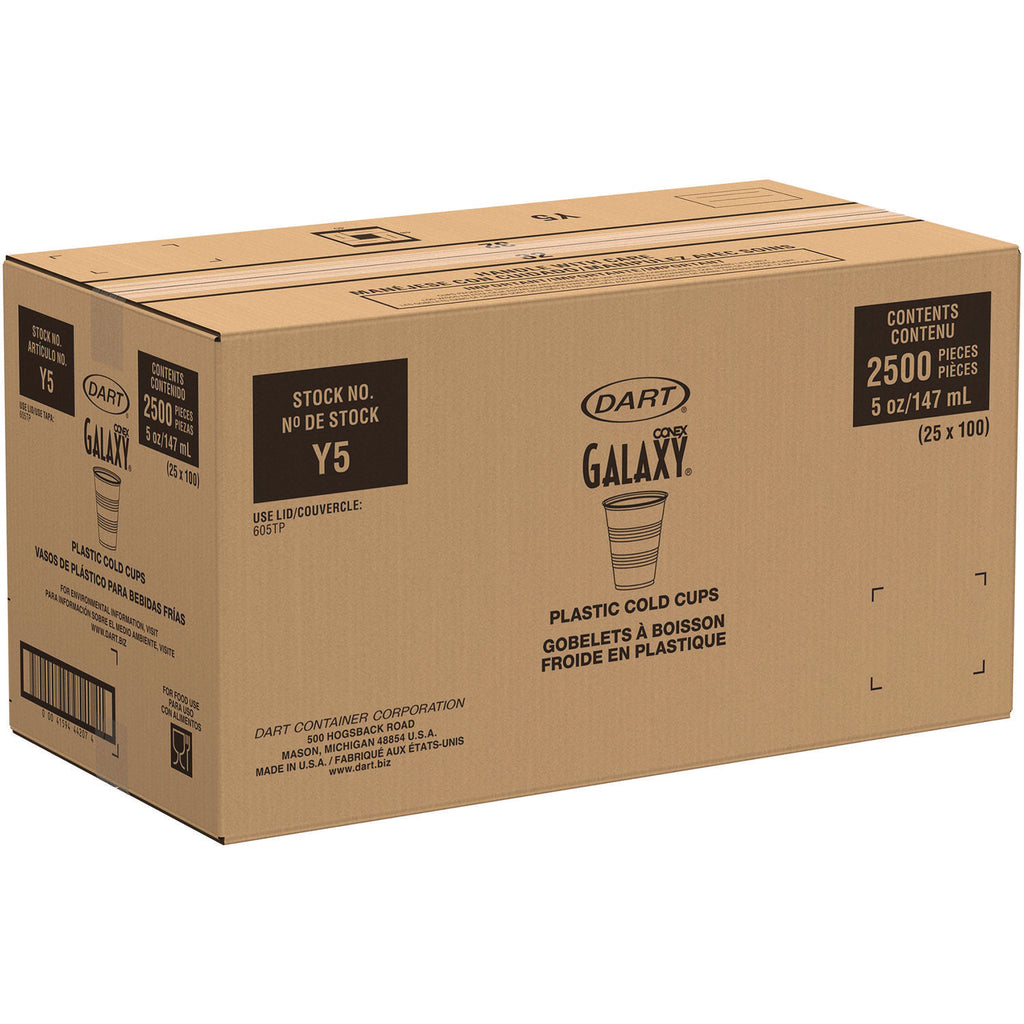 High-Impact Polystyrene Cold Cups, 5 oz, Translucent, 100 Cups/Sleeve, 25 Sleeves/Carton