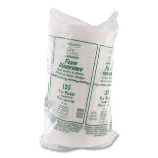 Concorde Foam Plate, 3-Compartment, 9" dia, White, 125/Pack, 4 Packs/Carton