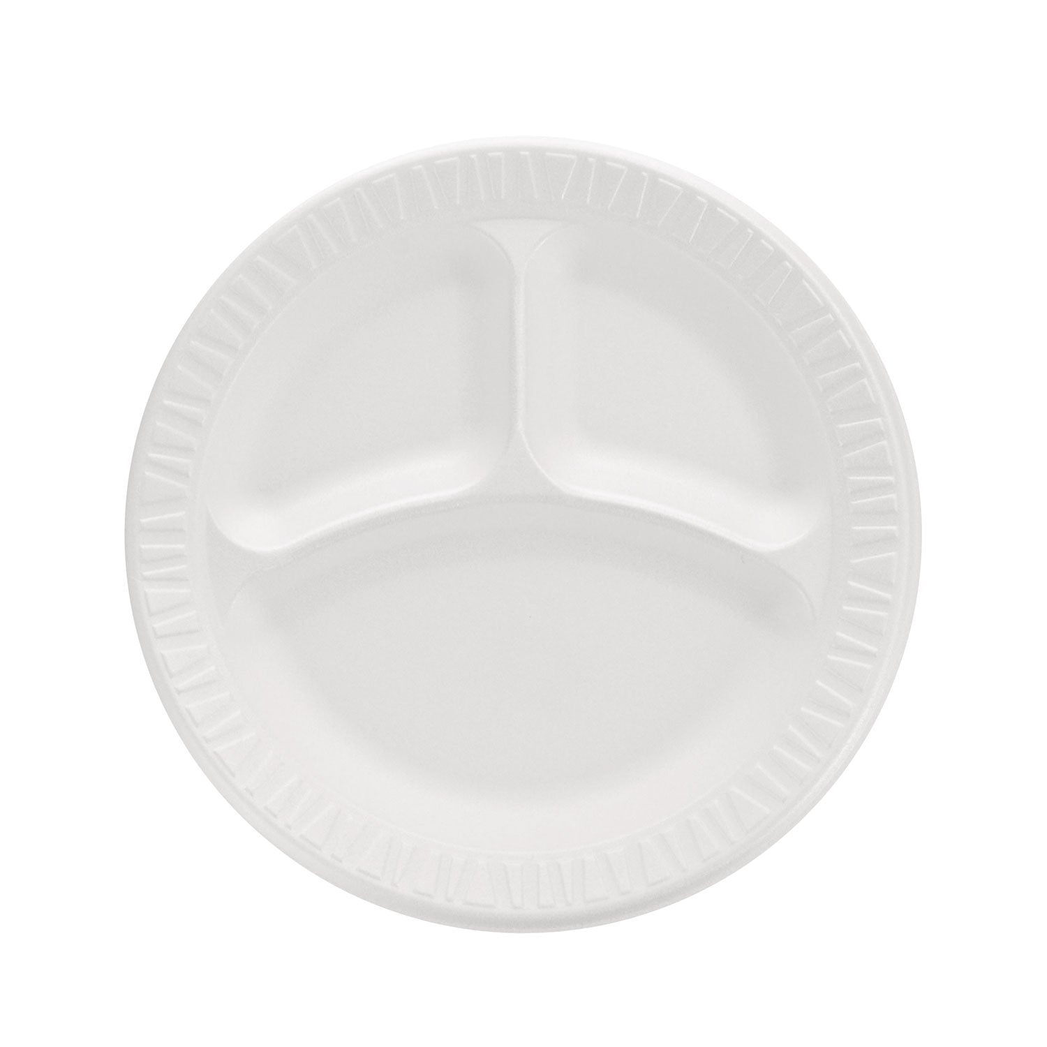 Concorde Foam Plate, 3-Compartment, 9" dia, White, 125/Pack, 4 Packs/Carton