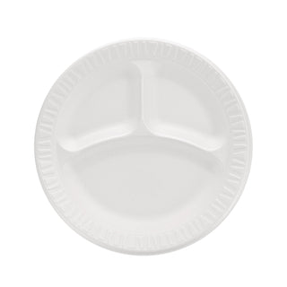 Concorde Foam Plate, 3-Compartment, 9" dia, White, 125/Pack, 4 Packs/Carton