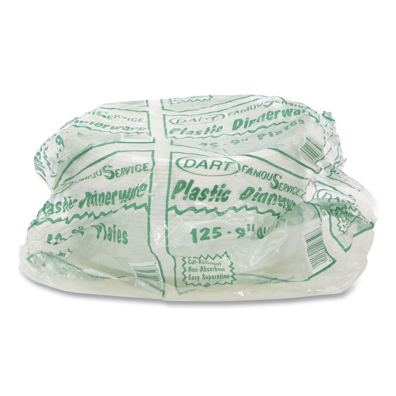 Famous Service Plastic Dinnerware, Plate, 9", White, 125/Pack, 4 Packs/Carton - 