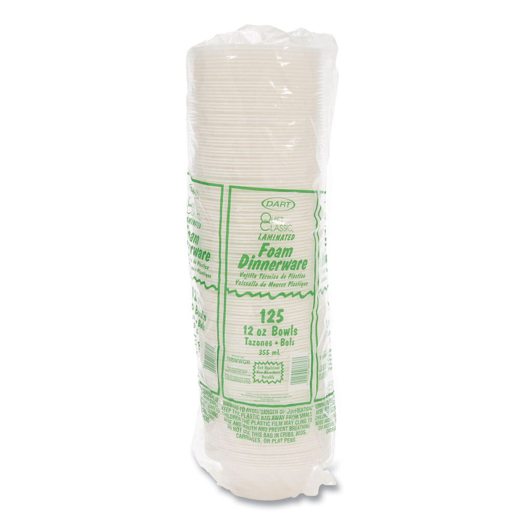Dart Quiet Classic 12 oz Laminated Foam Bowls - Plastic, Foam Body - 125 / Pack