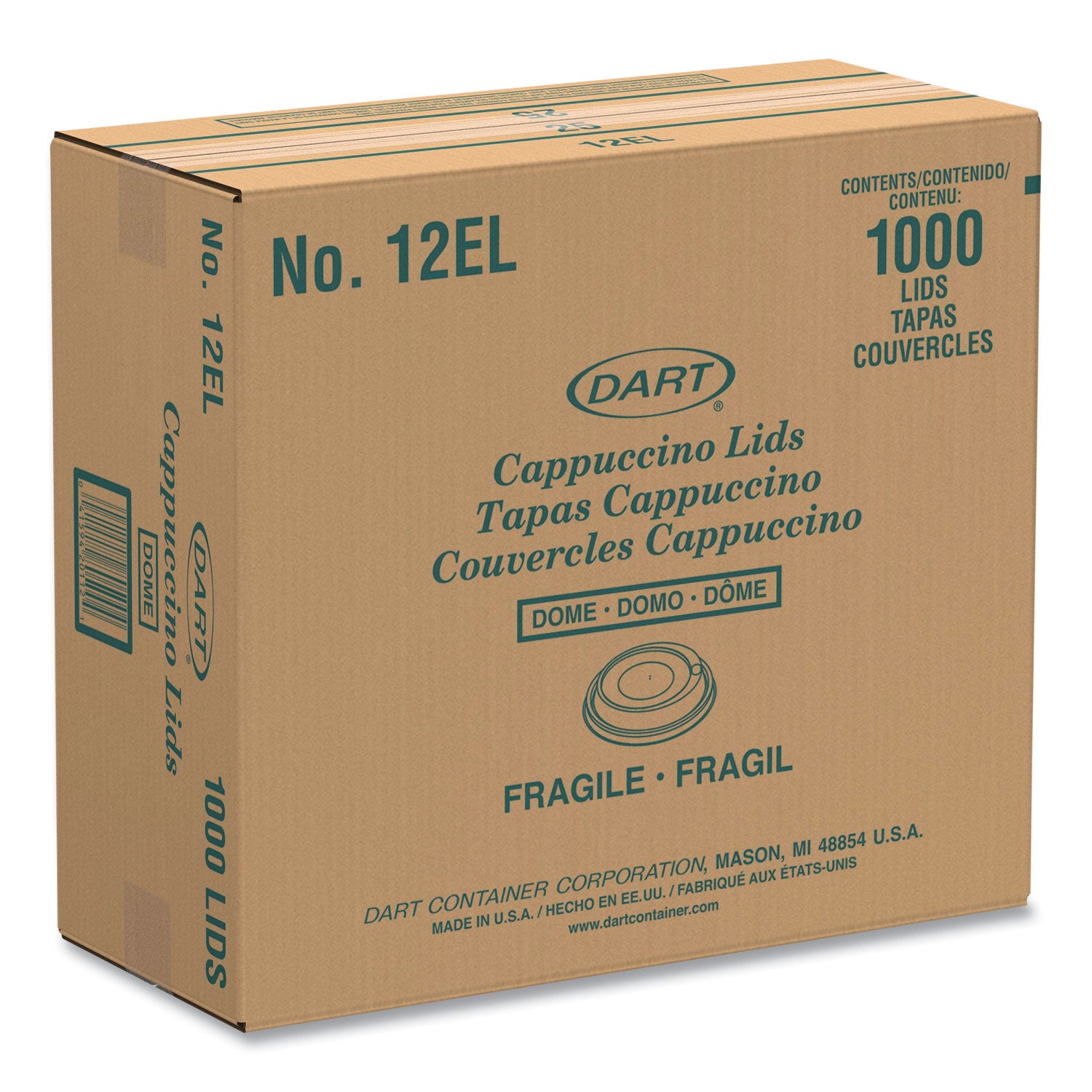 Cappuccino Dome Sipper Lids, Fits 12 oz, White, 1,000/Carton