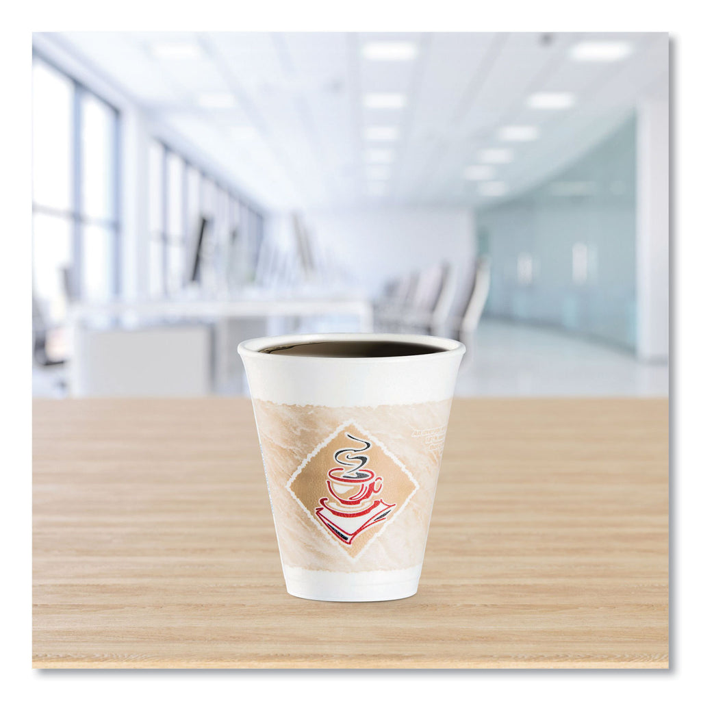 Cafe G Foam Hot/Cold Cups, 12 oz, Brown/Red/White, 1,000/Carton