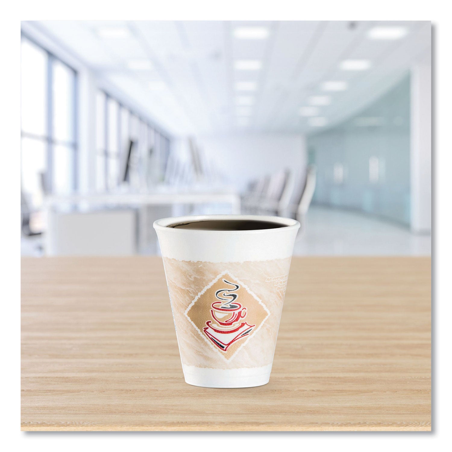 Cafe G Foam Hot/Cold Cups, 12 oz, Brown/Red/White, 1,000/Carton