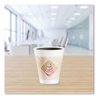 Cafe G Foam Hot/Cold Cups, 12 oz, Brown/Red/White, 1,000/Carton