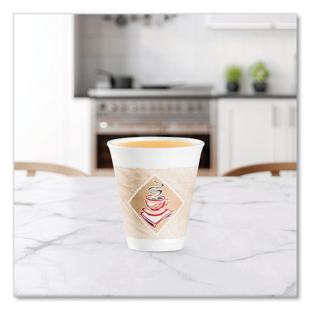 Cafe G Foam Hot/Cold Cups, 12 oz, Brown/Red/White, 1,000/Carton