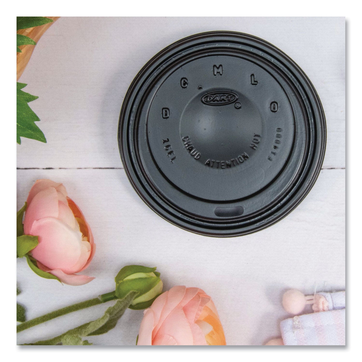 Cappuccino Dome Sipper Lids, Fits 12 oz to 24 oz Cups, Black, 100/Pack, 10 Packs/Carton
