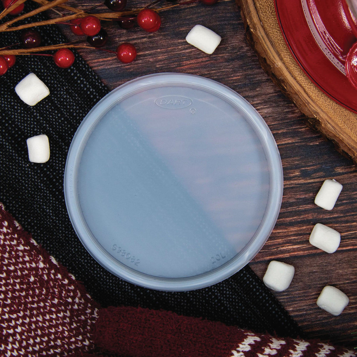 Dart 20 oz HIPS Plastic Non-vented Lid - Translucent - 10 / Pack - Breakroom - Translucent - Plastic, Foam, Polystyrene Body - 100 / Pack