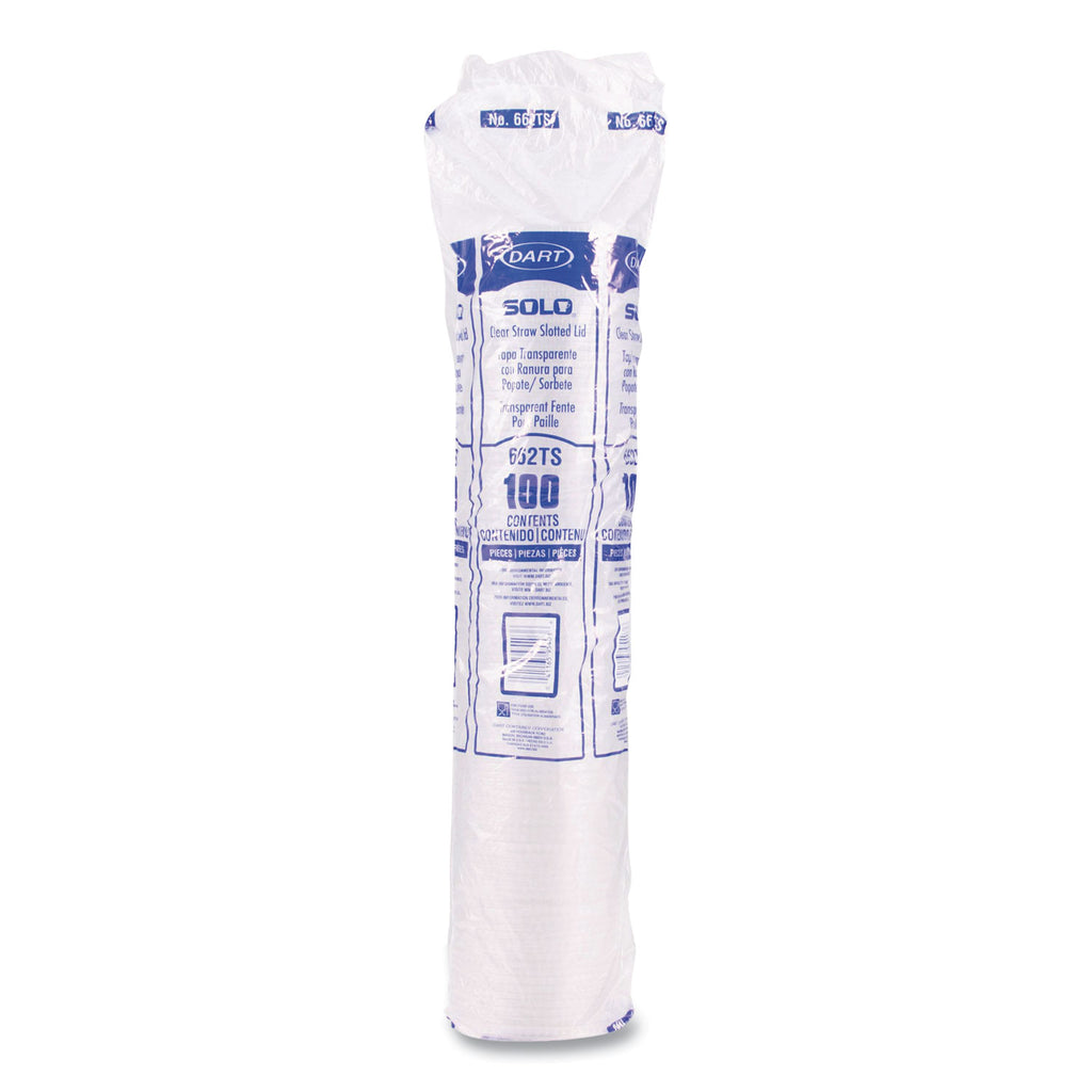 Straw-Slot Cold Cup Lids, Fits 9 oz to 20 oz Cups, Clear, 100/Pack