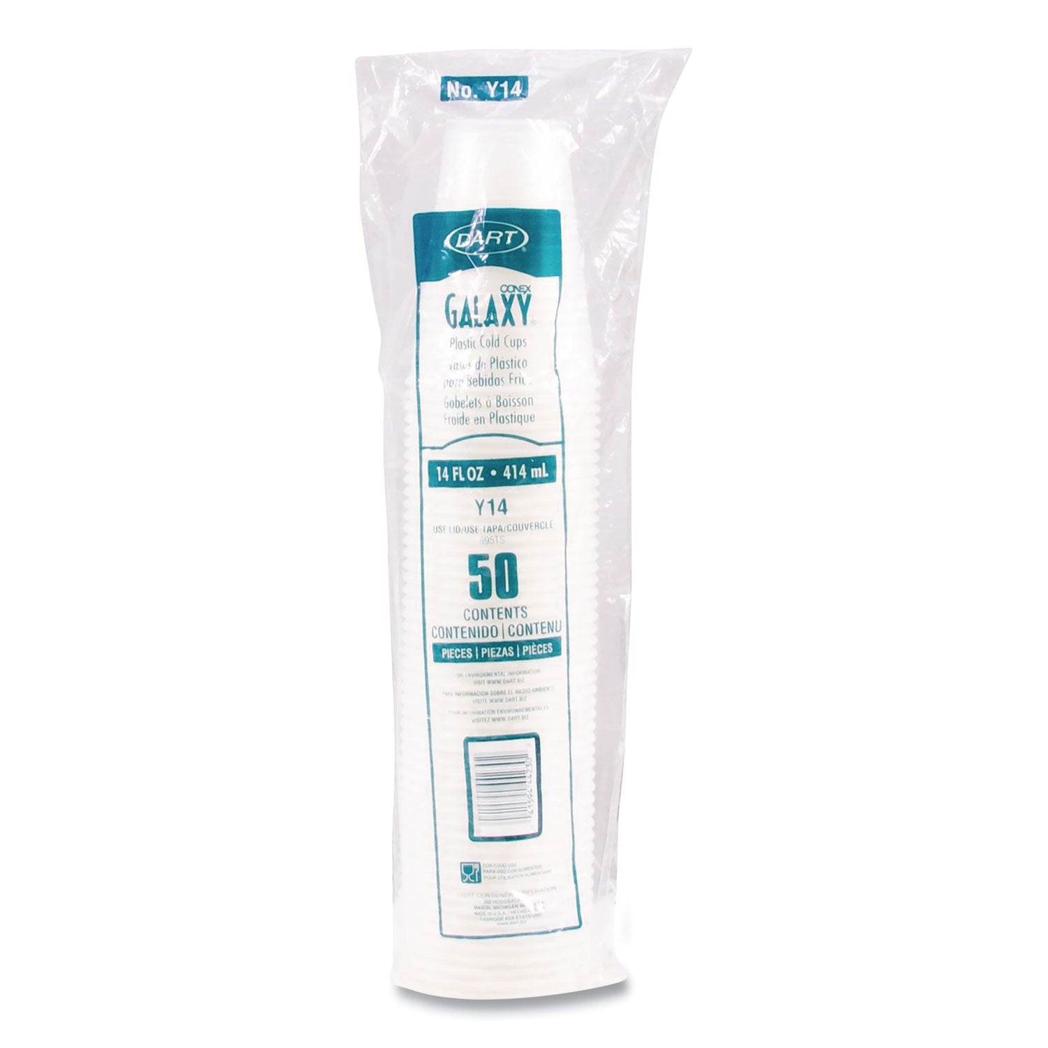 High-Impact Polystyrene Cold Cups, 14 oz, Translucent, 50 Cups/Sleeve. 20 Sleeves/Carton