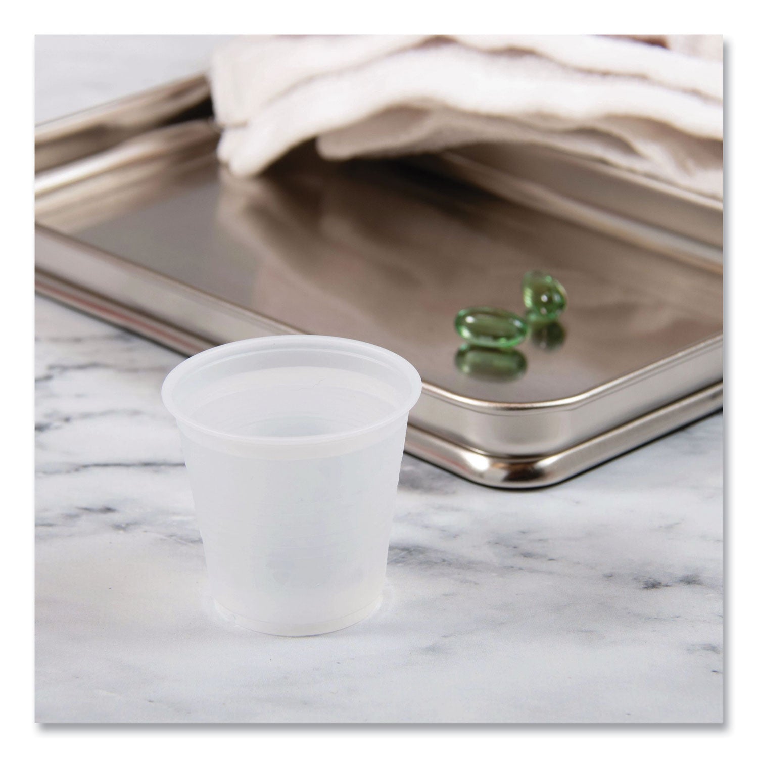 High-Impact Polystyrene Cold Cups, 3.5 oz, Translucent, 100 Cups/Sleeve, 25 Sleeves/Carton