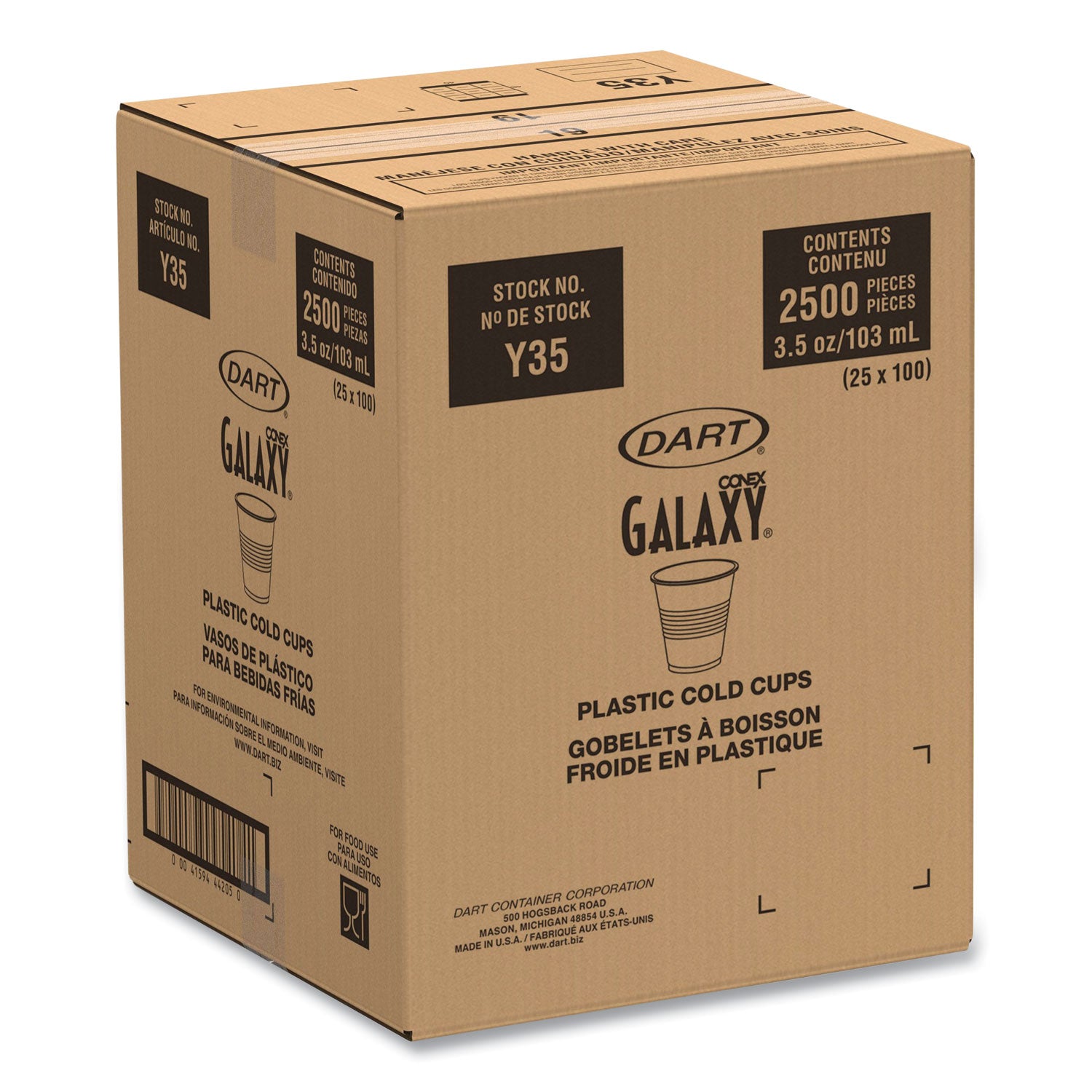 High-Impact Polystyrene Cold Cups, 3.5 oz, Translucent, 100 Cups/Sleeve, 25 Sleeves/Carton