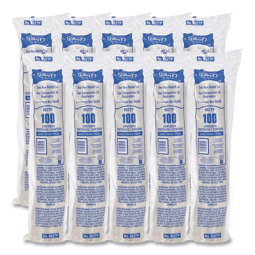 Non-Vented Cup Lids, Fits 9 oz to 22 oz Cups, Clear, 1,000/Carton