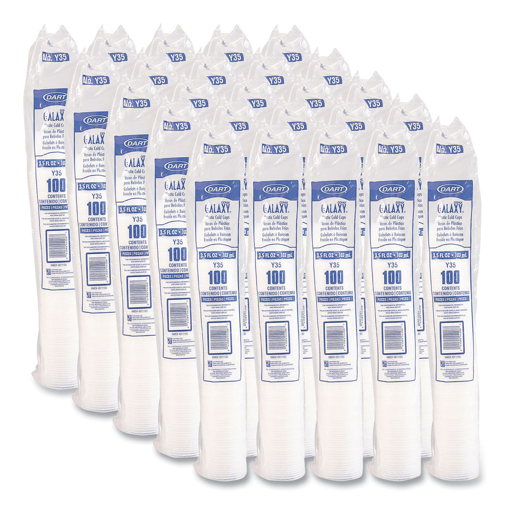 High-Impact Polystyrene Cold Cups, 3.5 oz, Translucent, 100 Cups/Sleeve, 25 Sleeves/Carton