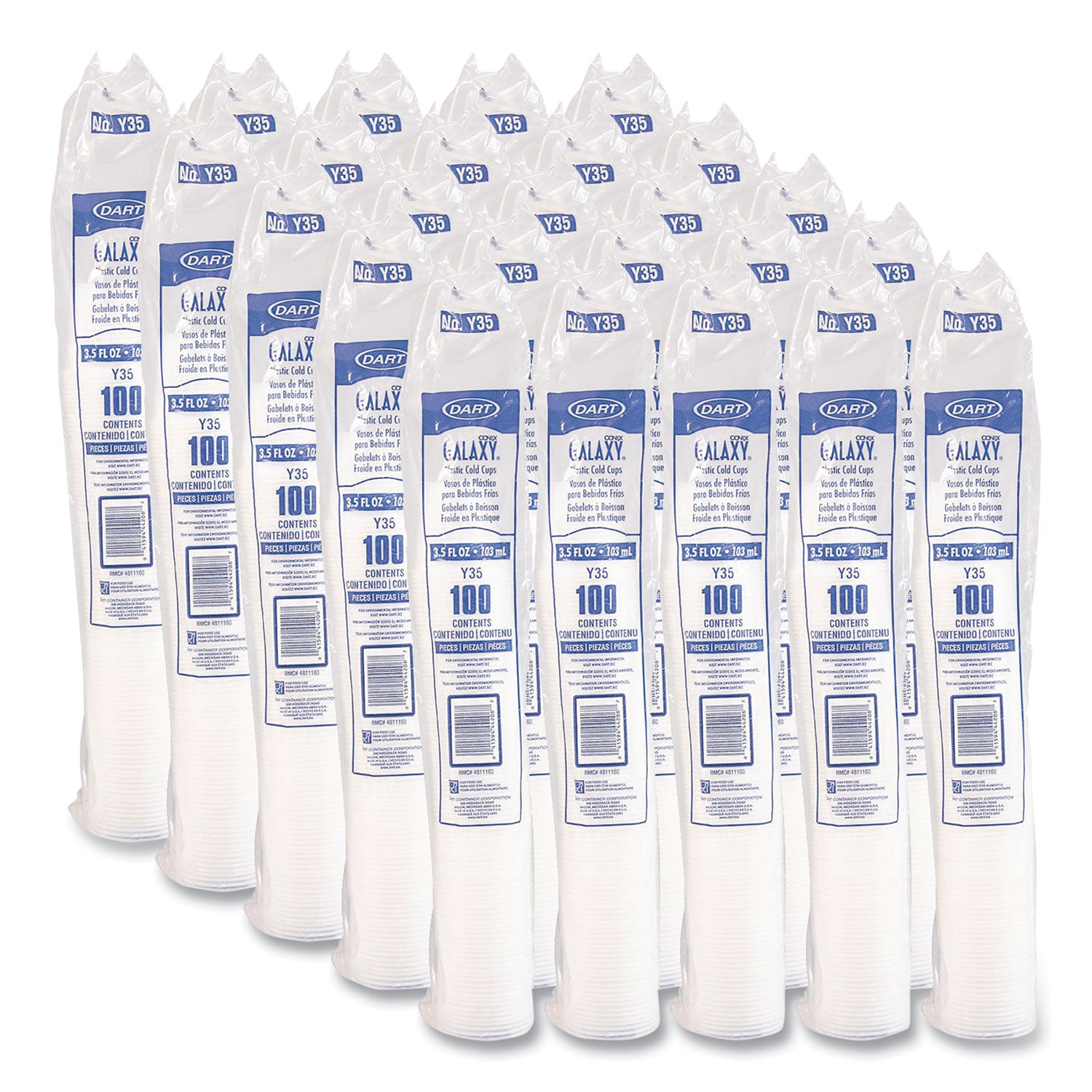 High-Impact Polystyrene Cold Cups, 3.5 oz, Translucent, 100 Cups/Sleeve, 25 Sleeves/Carton